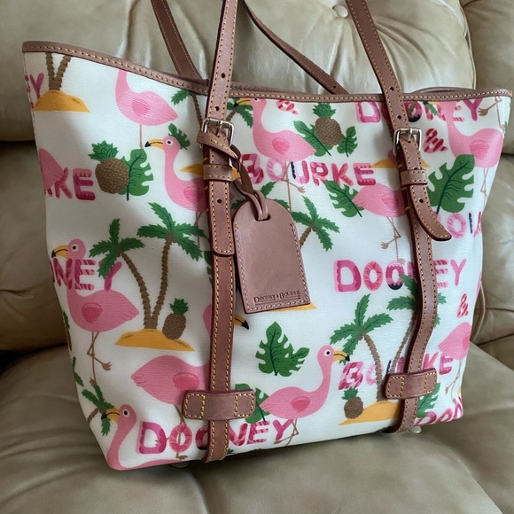 Dooney & Bourke Bags Rare Dooney Bourke Flamingo Large Tote East West Summer Bag Shopper